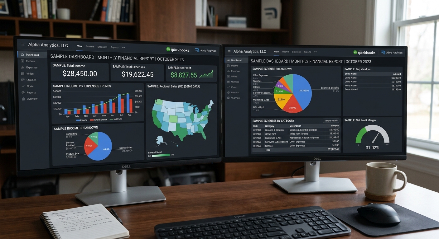 Monthly cash flow report showing income and expenses